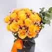 Sunset Splendor: Elegant Pink Rose and Gerbera Bouquet - Orange