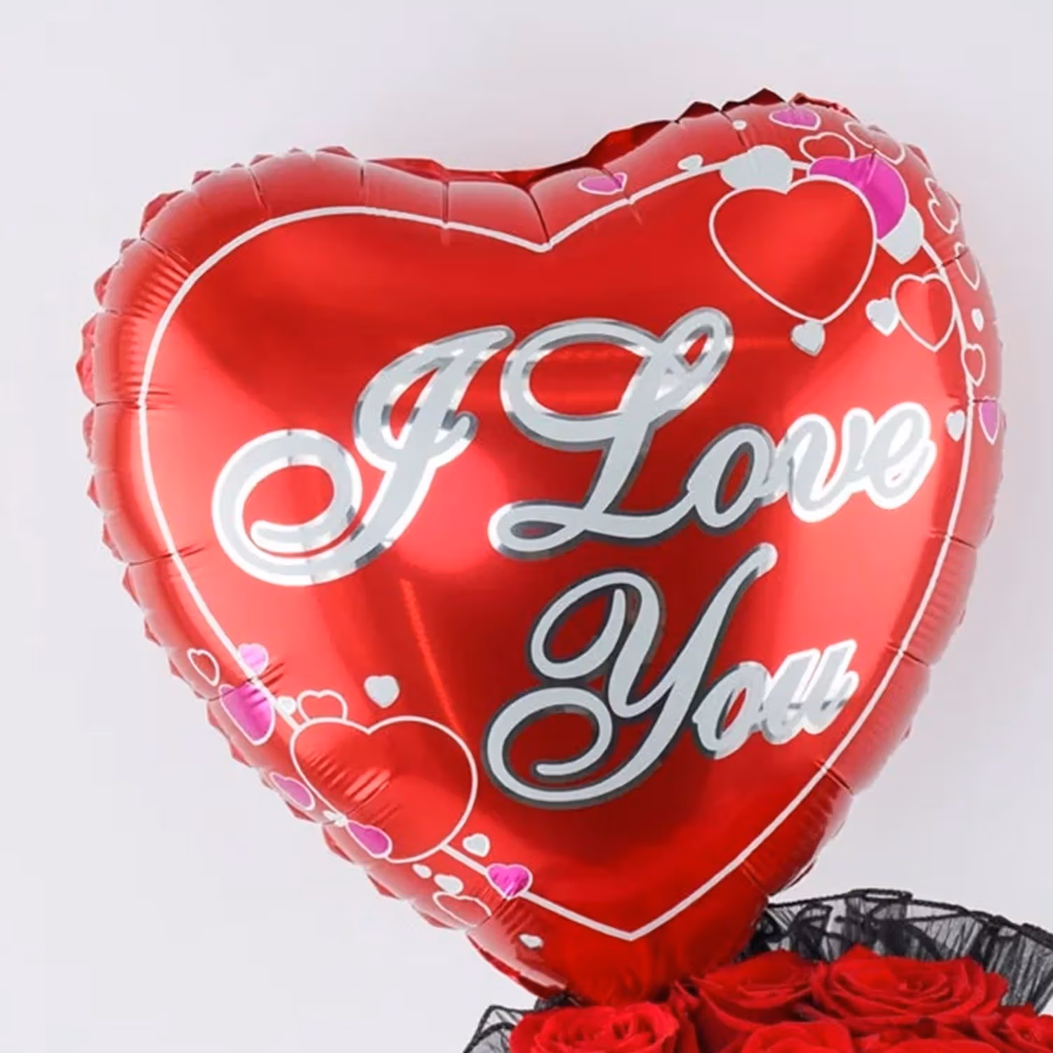 Red Roses & Heart Balloon
