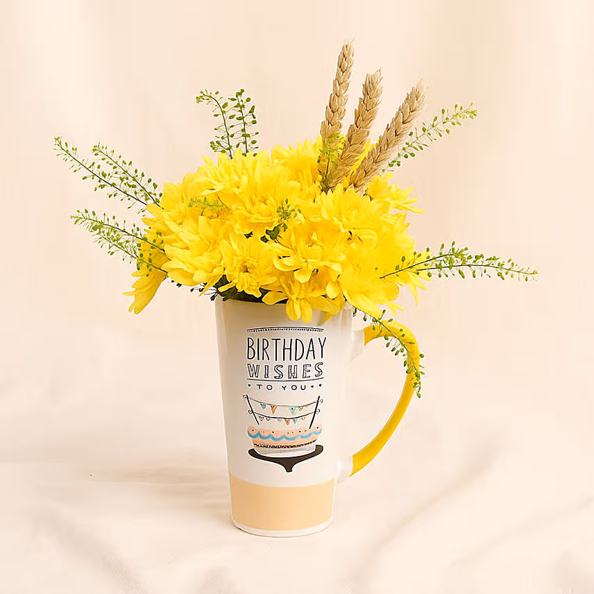 Yellow Chrysanthemum Flower Birthday Mug