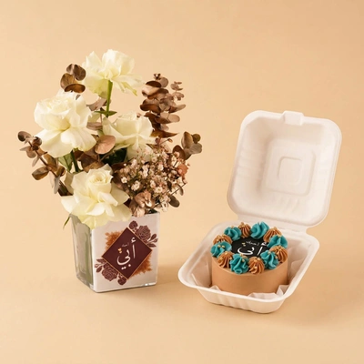 Elegant Flower Vase with Chocolate Bento Cake