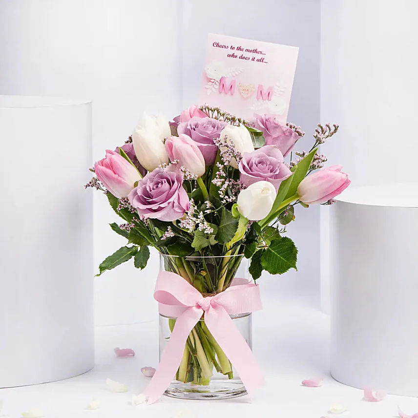 Mom Tender Love Roses And Tulips