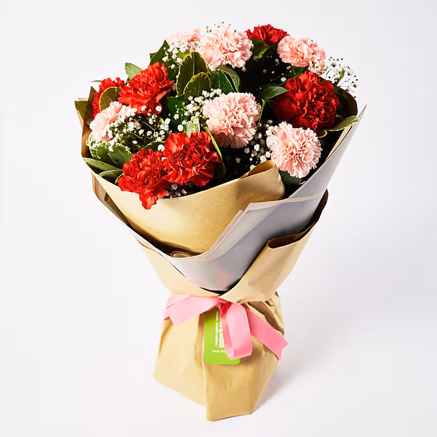 Appealing Mixed Carnations Bouquet With Ferrero Rocher