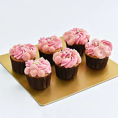 Delicious Vanilla Cupcake Delight - 6 Piece Set