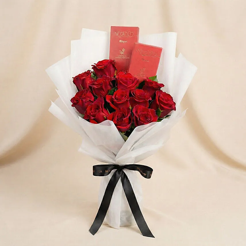 12 Roses and Chocolates Bouquet