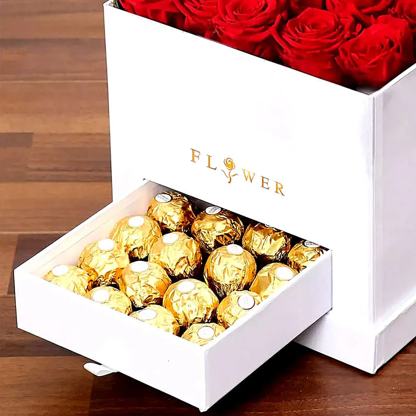 Classic Red Roses Arrangement With Teddy Bear