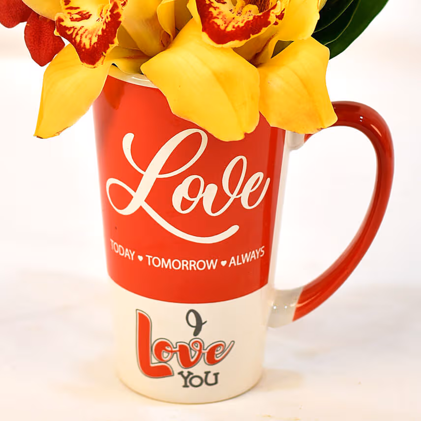 Flowers in Tall Love Theme Mug