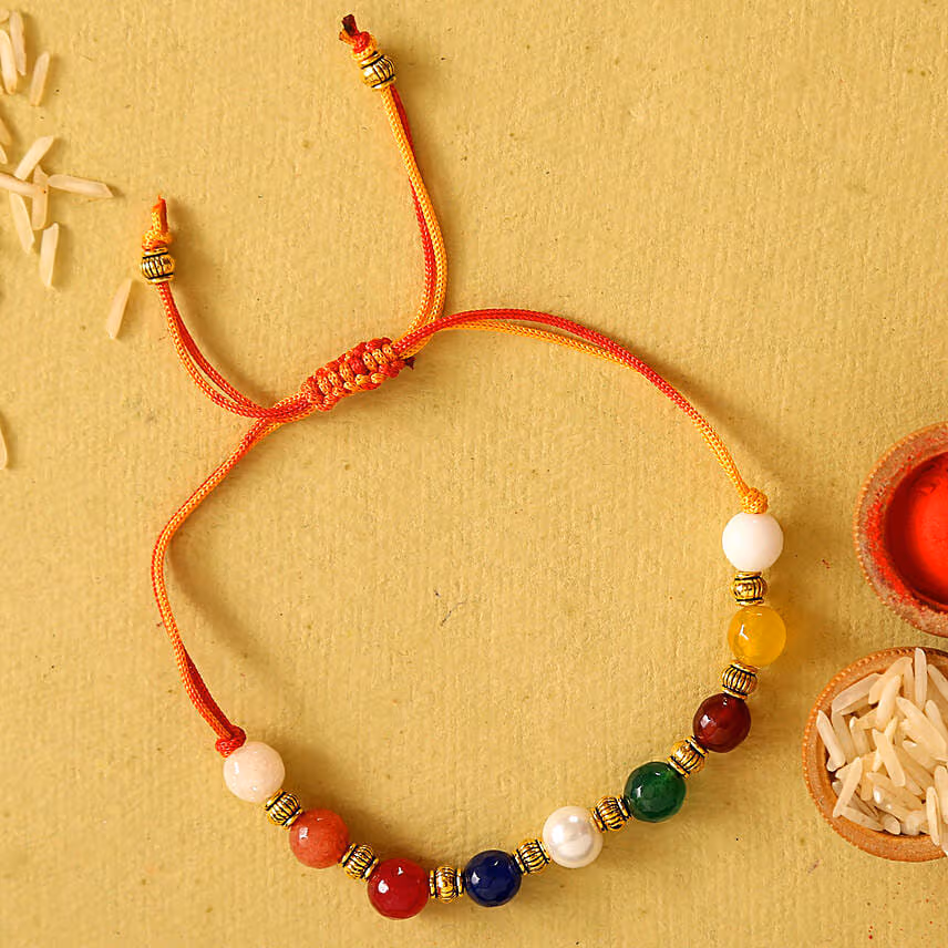 Striking Navrattan Rakhi N Lindt Chocolate