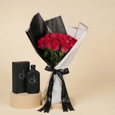CK Be Unisex Perfume n Dark Pink Rose Bouquet