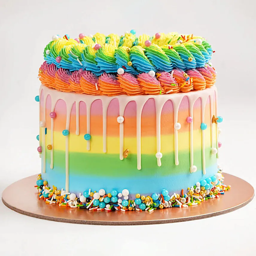 Exquisite Vanilla Rainbow Cake 8 Portion