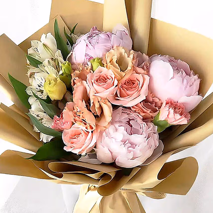 Pink Elegance Mix Flower Bouquet With Card