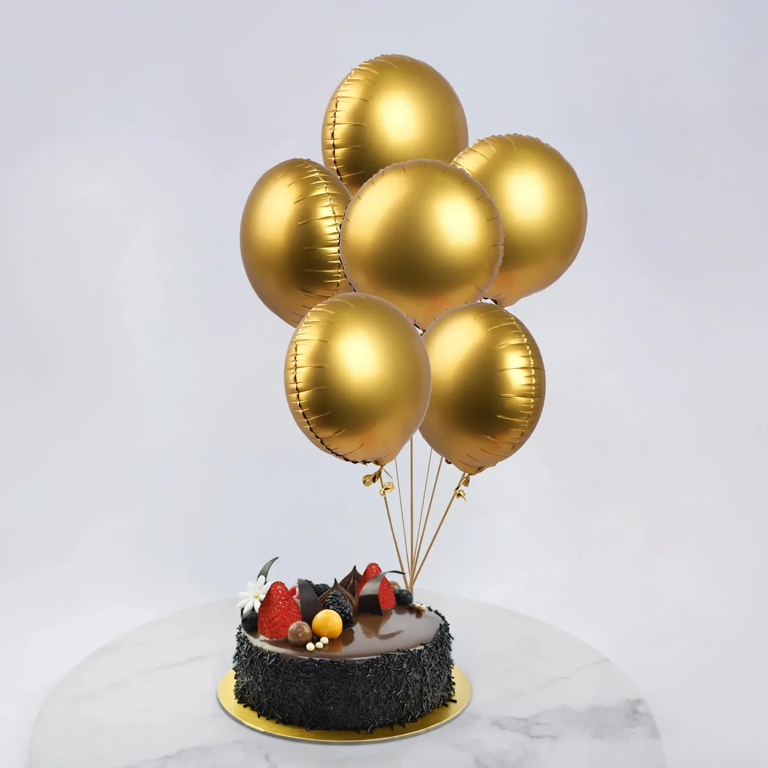 Helium Filled 6 Golden Foil Balloons