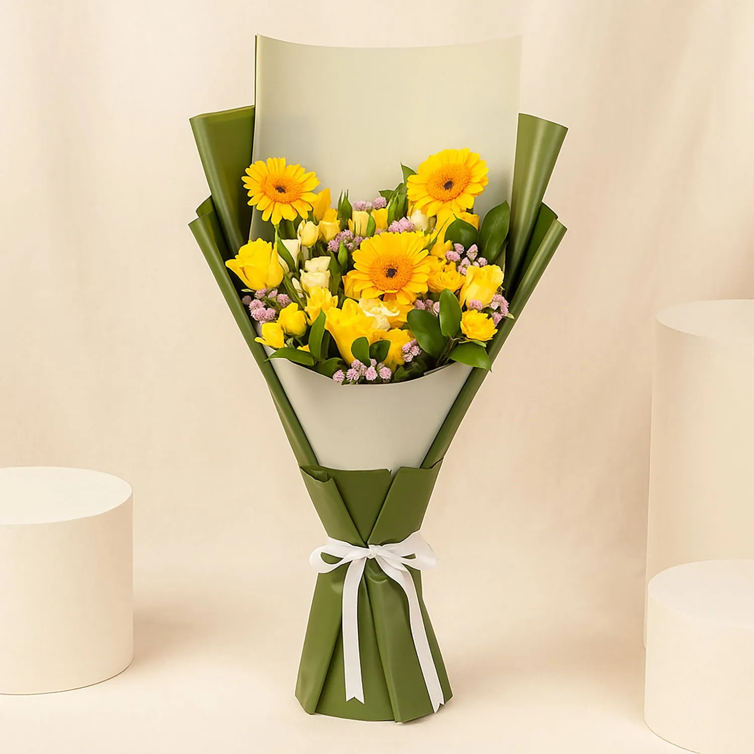 Graduation Shiny Yellow Rose Bouquet