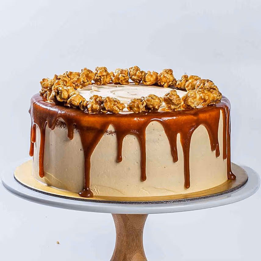 Salted Caramel Popcorn Cake