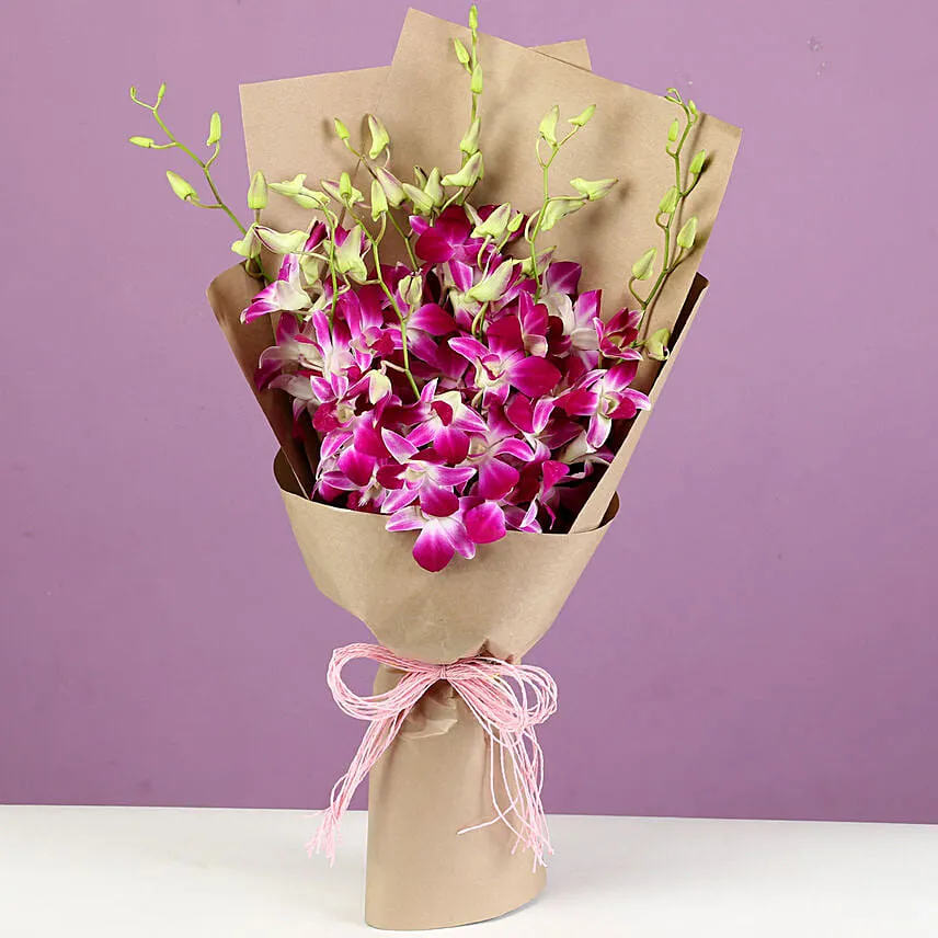 Beautiful Royal Orchids Bouquet With Ferrero Rocher