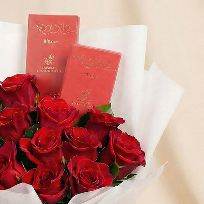 12 Roses and Chocolates Bouquet