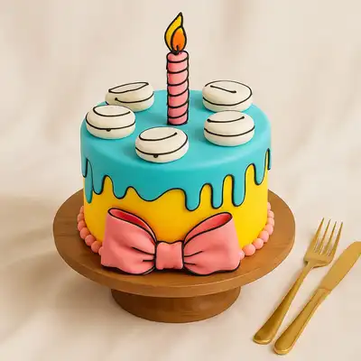 Drips & Bow Delight Birthday Cake - Chocolate