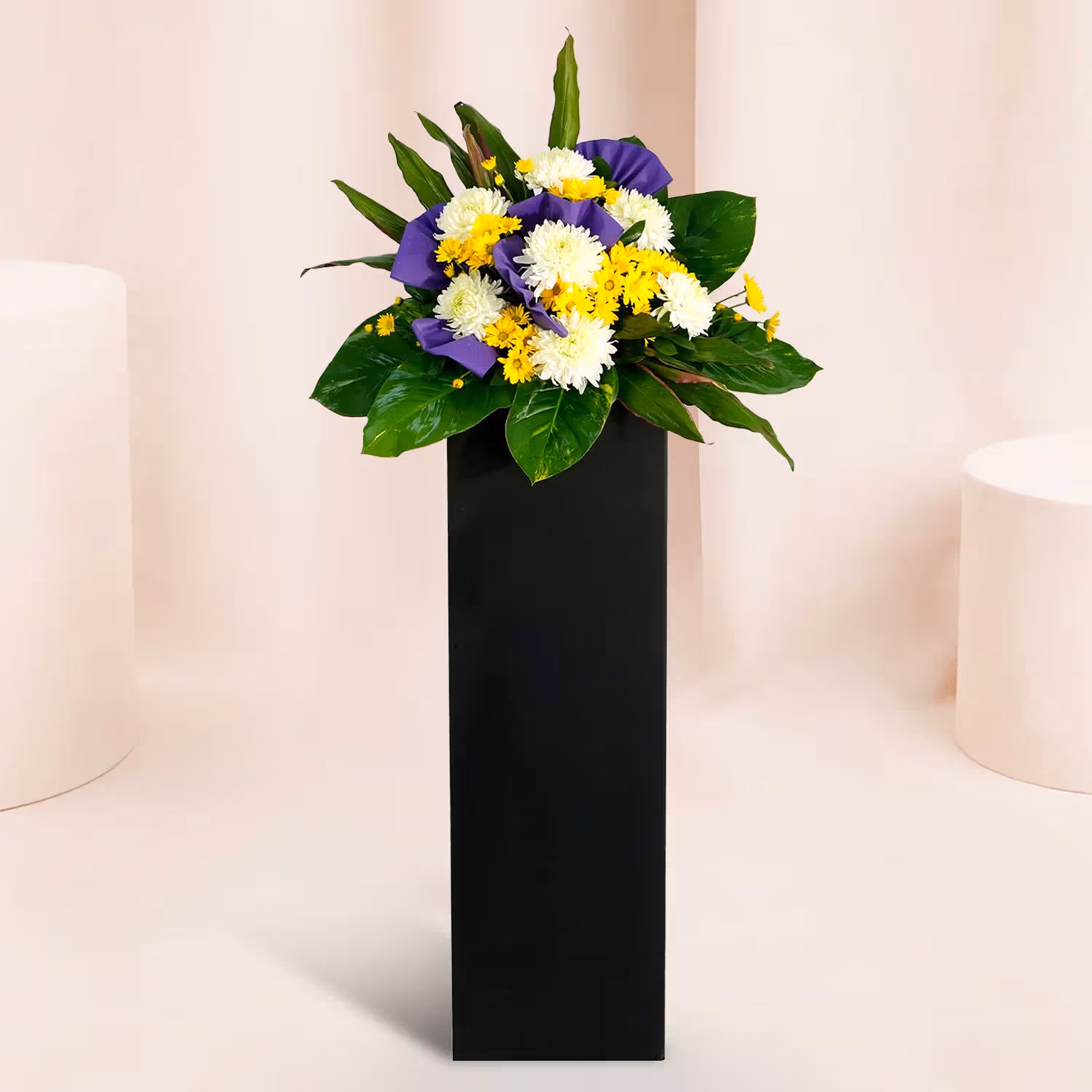 Reverence Condolence Mixed Flowers Black Stand