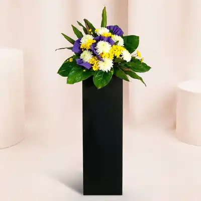 Reverence Condolence Mixed Flowers Black Stand