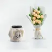 Elegant Father's Day Gift: Peach Roses & Chocolate Cake