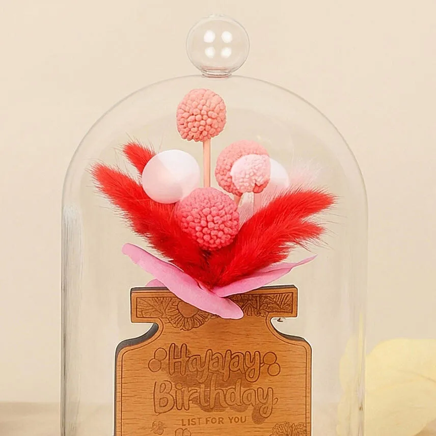 Birthday Wishes Flower in a Dome