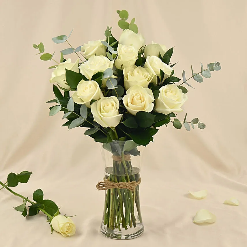 Vase Of Elegant White Rose