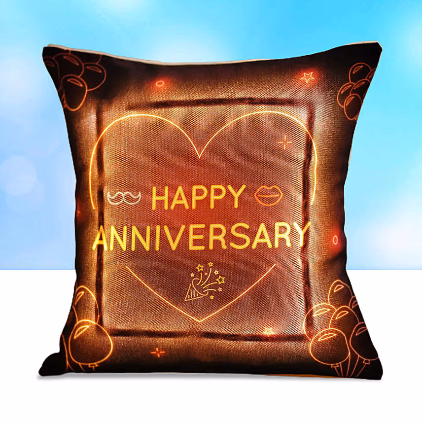 Led Cushion For Anniversary With Chocolate Cake