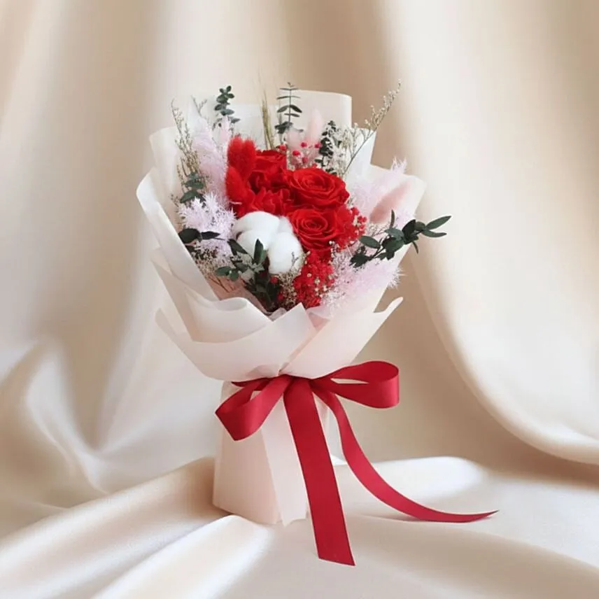 Forever in Blooms Red Rose 2 in 1 bouquet with built-in vase