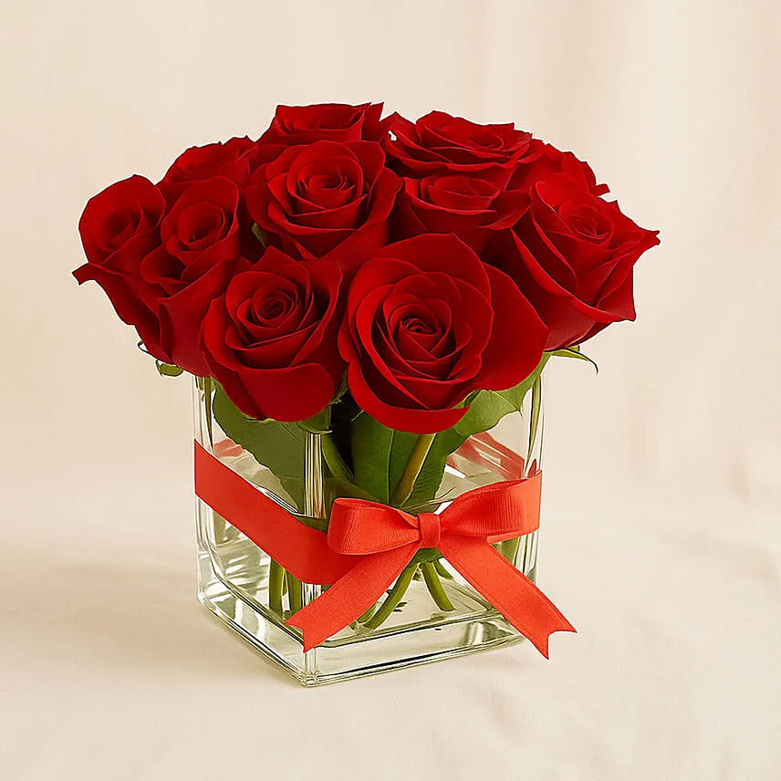 15 Red Roses Vase for Valentine's Day