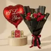Romantic Valentine Love Combo: Roses, Chocolates & Balloon