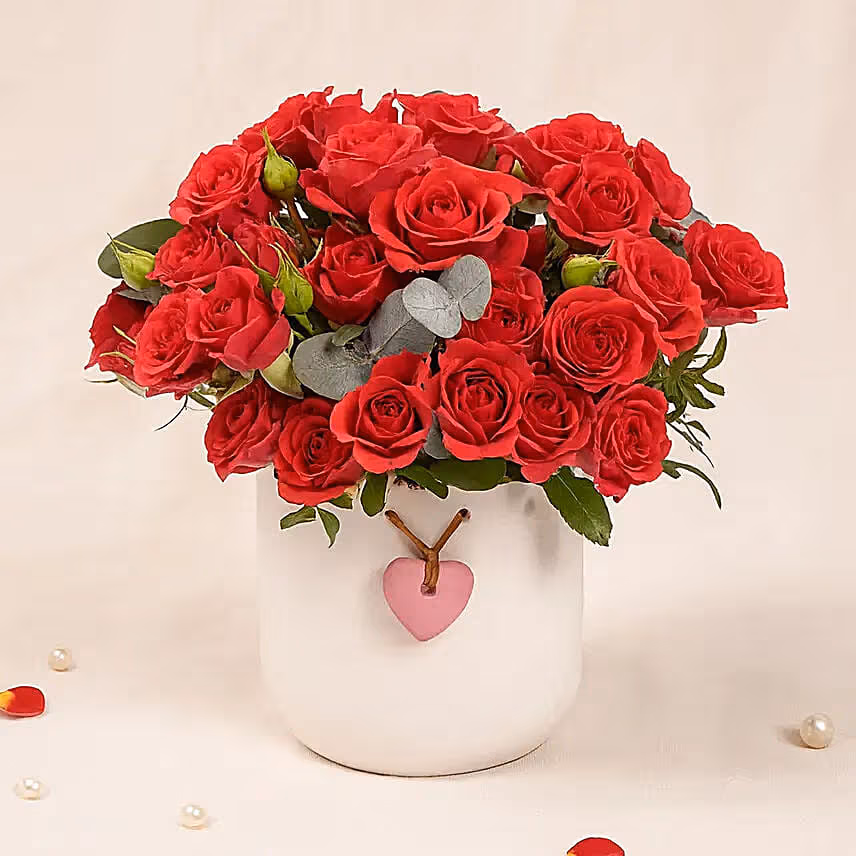 Valentines Day Spray Roses Premium Vase Arrangement