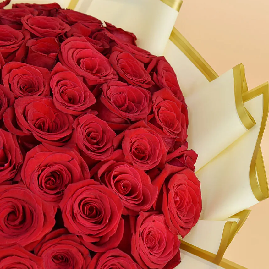 50 Valentine Roses Bouquet For 520 V-Day