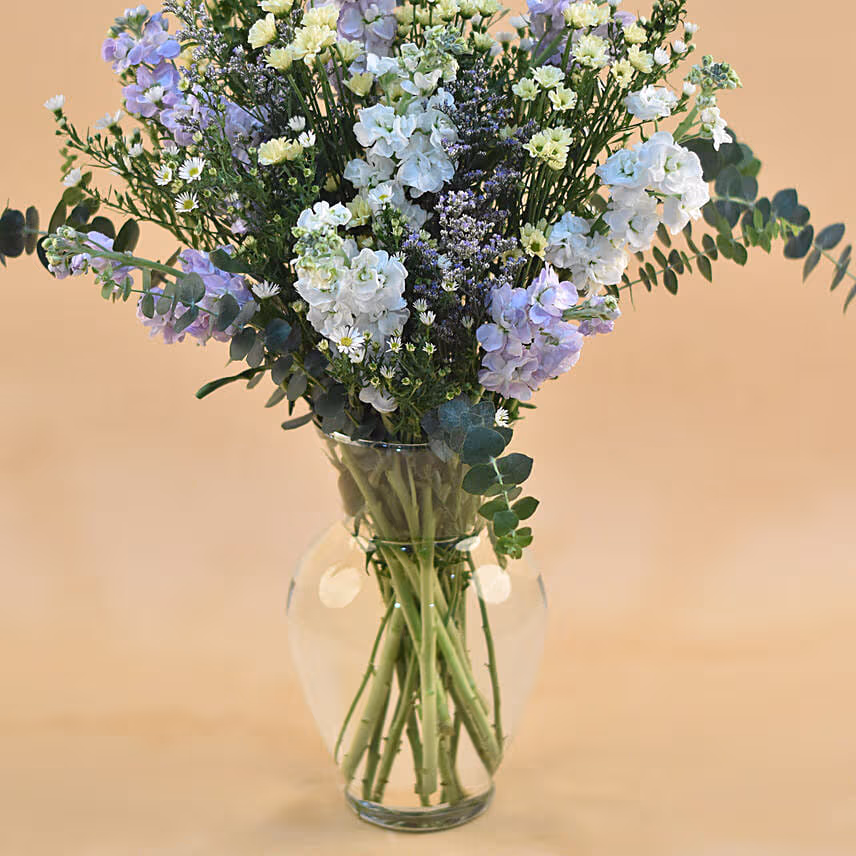Mixed Flowers Oval Shaped Vase