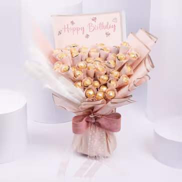 Luxurious Ferrero Rocher Birthday Bouquet with Pampas Touch