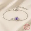 Elegant Purple Glow Silver Bracelet with Infinity Design