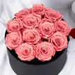 Heartfelt Blossoms | Luxurious 12 Pink Forever Roses in Elegant Black Box - Pink