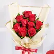 Romantic 9 Red Roses Bouquet with Heart-Shaped Chocolate Cake