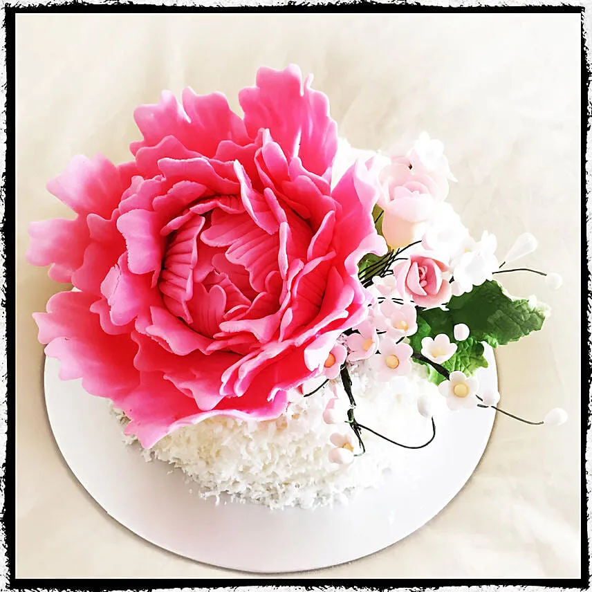 Peony Flower Coconut Lemon Cake