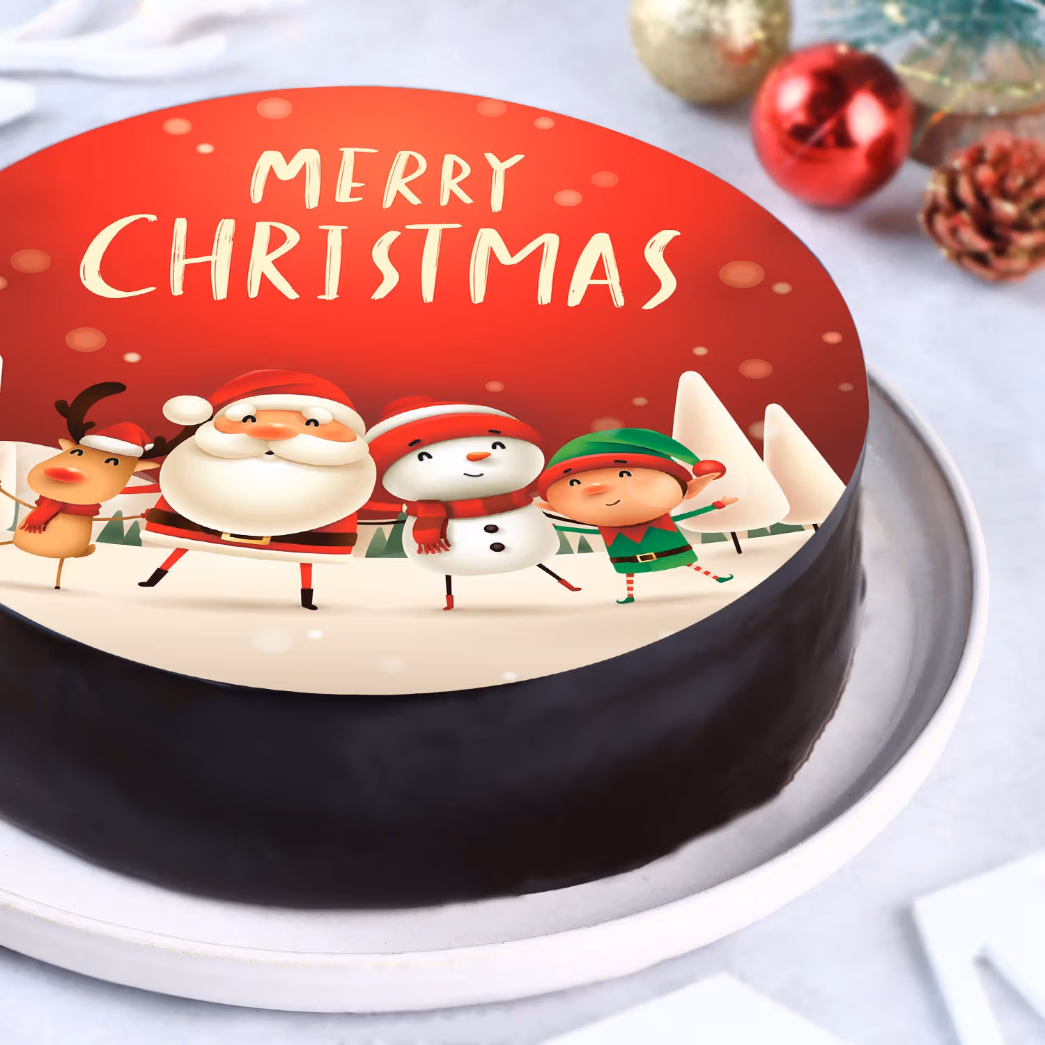 Festive Santa Chocolate Photo Cake - Half Kg Delight