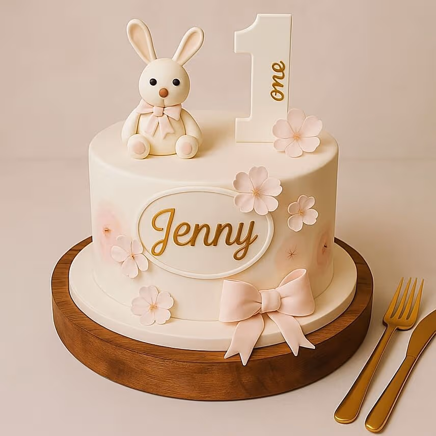 Bunny Bliss First Birthday Cake