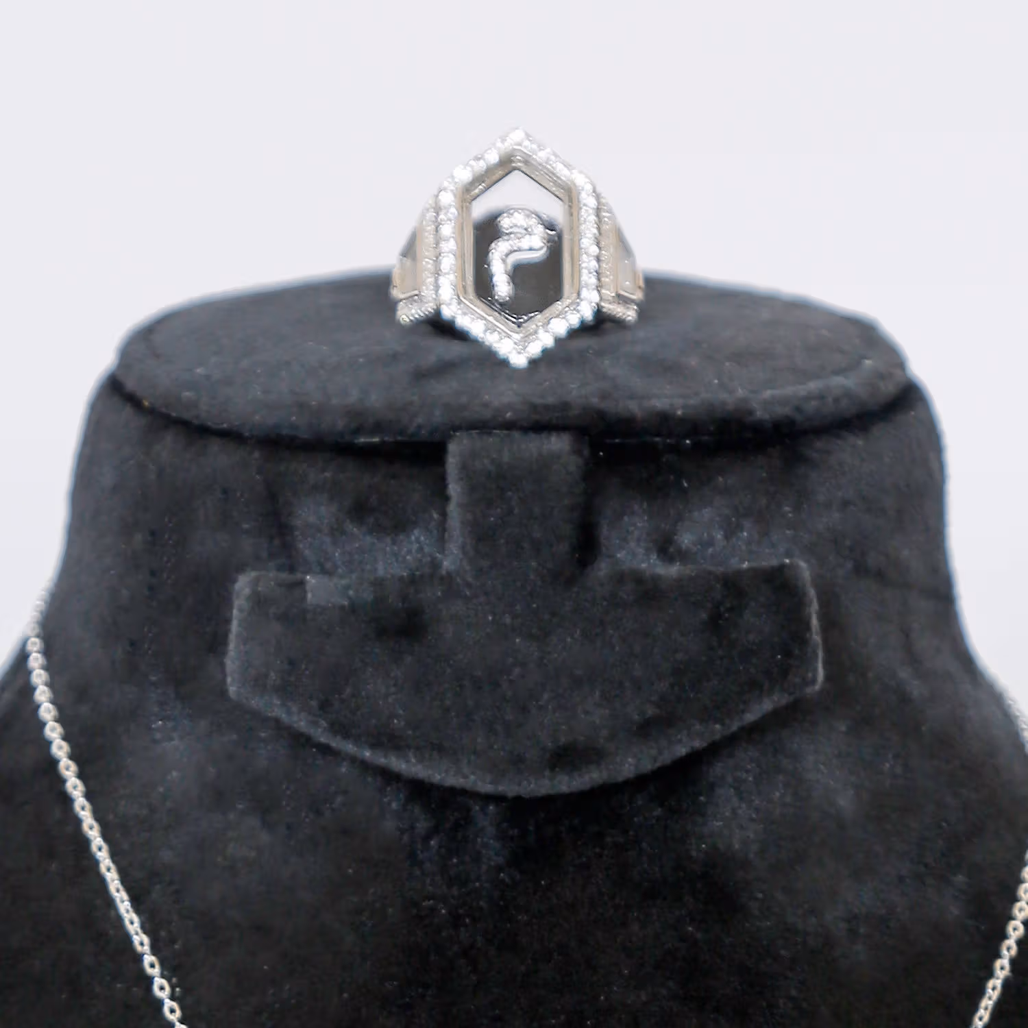 Silver Necklace & Adjustable Ring I Letter M