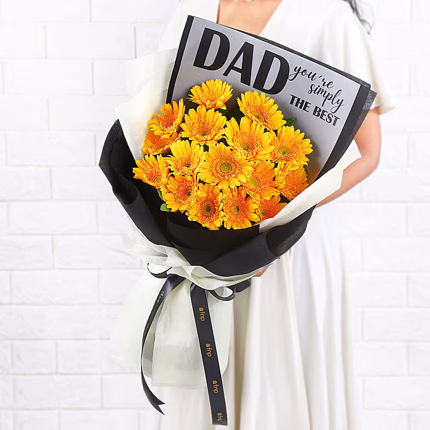 Vibrant Gerbera Bouquet For Best Dad