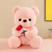 Elegant Red Roses in Luxury Box with Adorable Pink Teddy Bear