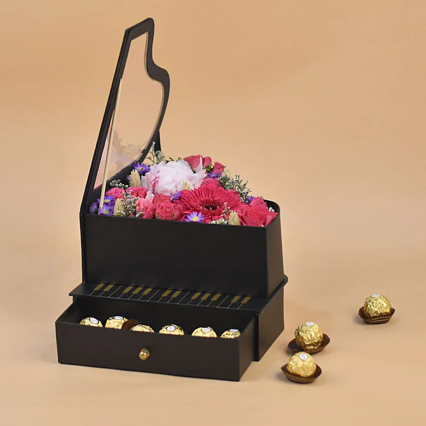 Fresh Blooms N Ferrero Black Piano Box
