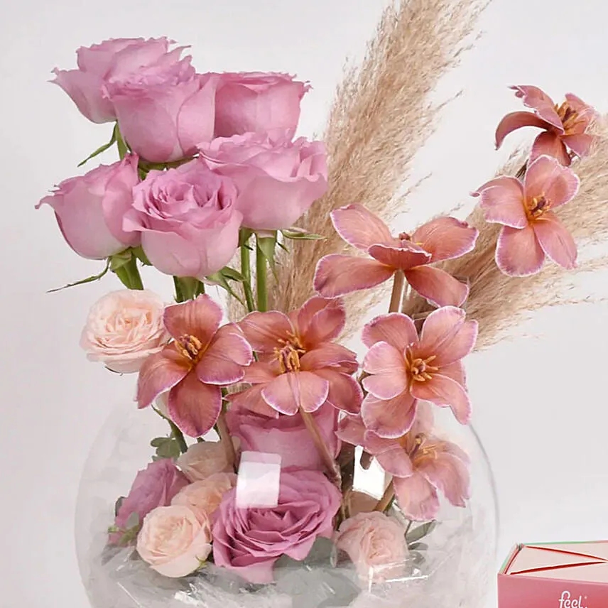 Tulips and Roses with Premium Tea