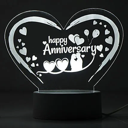 Romantic Happy Anniversary Heart-Shaped Acrylic Lamp