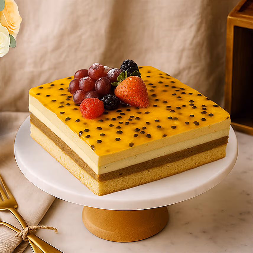 Dubai Passionfruit Chocolate Cake and Mix Roses Bundle