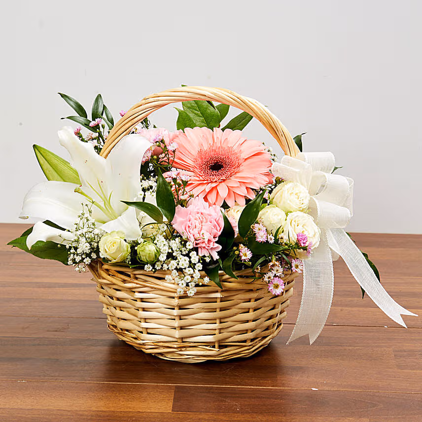 Basket Arrangement Of Gorgeous Flowers