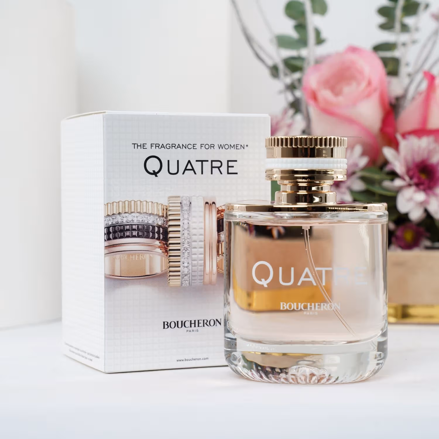عطر بوشرون كواتر نسائي مع باقة ورد