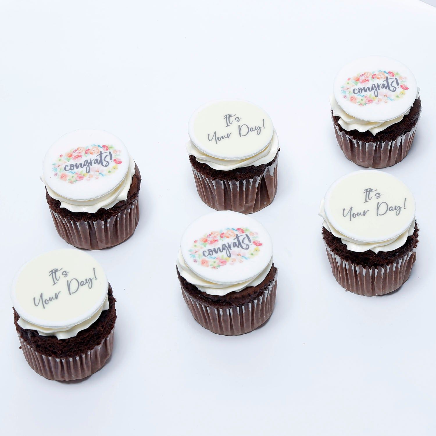 Delicious Chocolate 'Congrats' Cupcakes - Box of 6