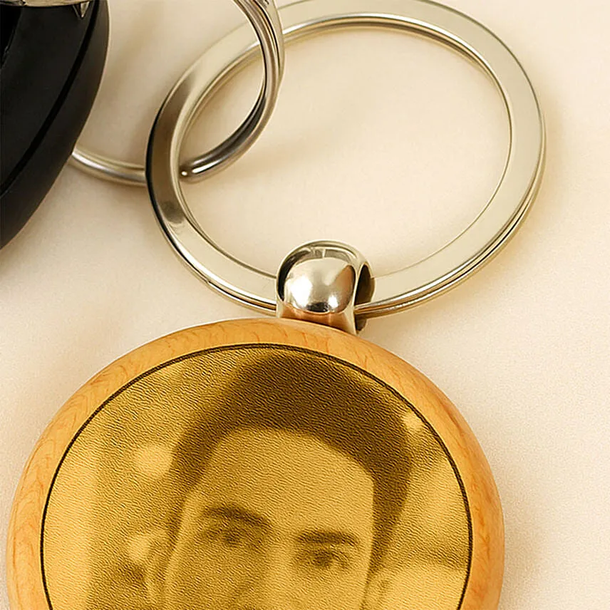 Engarved Photo Round Key Chain